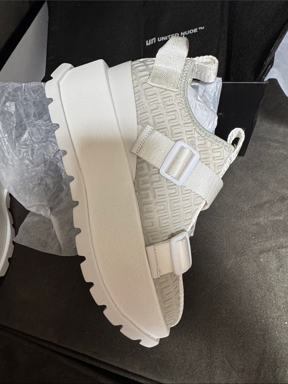 United Nude Off-White Textured Platform Sneakers - Picture 6 of 8